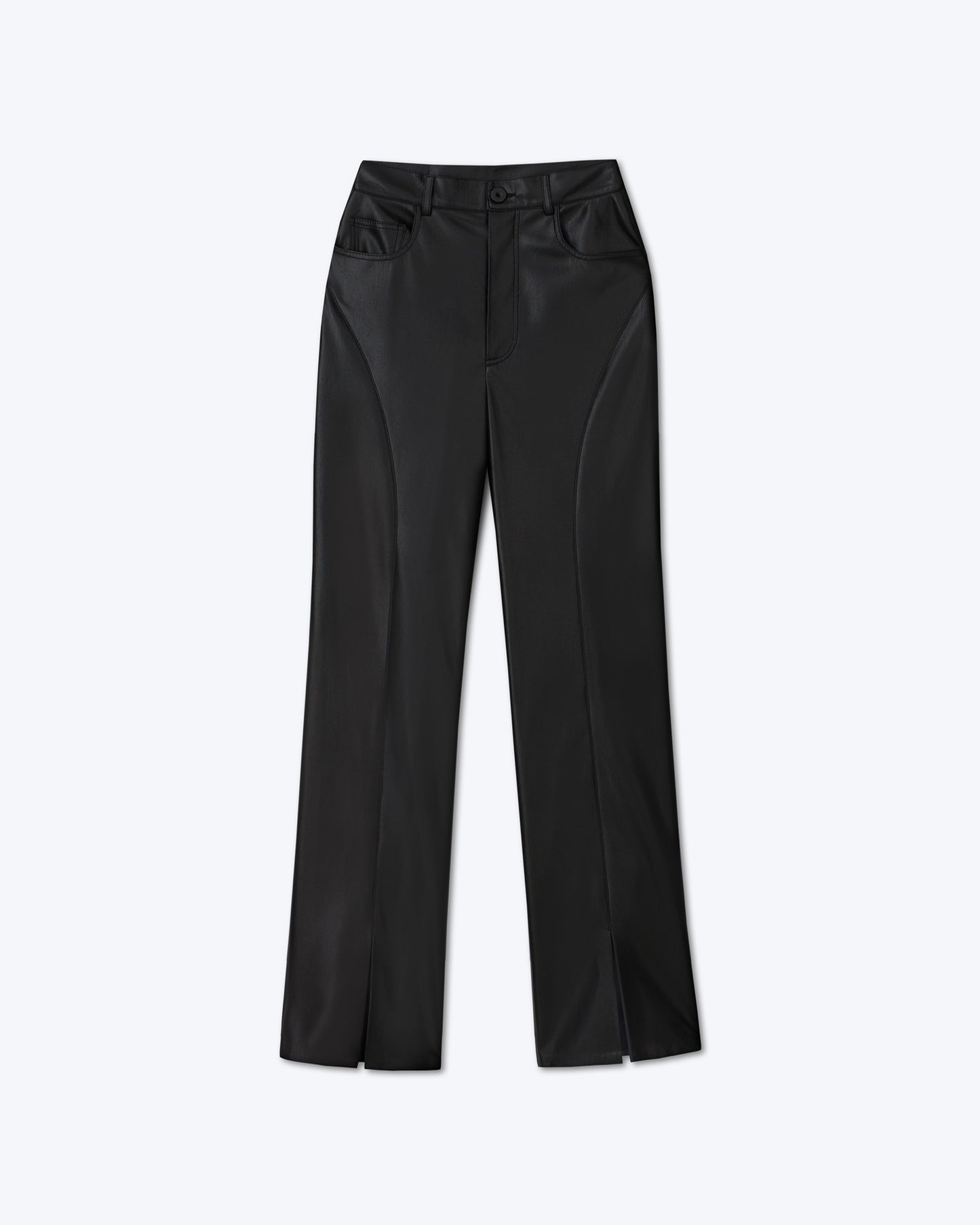 Basha - Okobor™ Alt-Leather Split Hem Trousers - Black – Nanushka