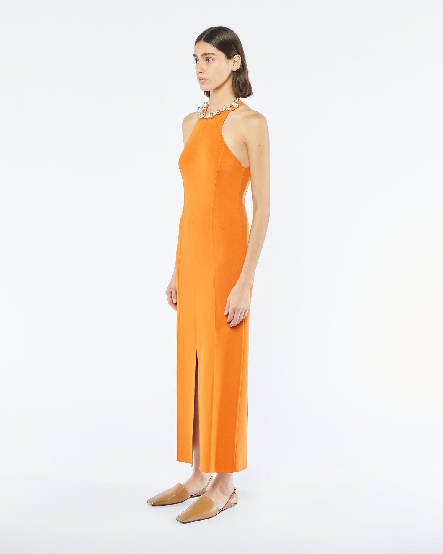 Elia - Sale Fitted Halterneck Midi Dress - Orange – Nanushka