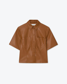 Sabine - Okobor™ Alt-Leather Short Sleeve Shirt - Tobacco