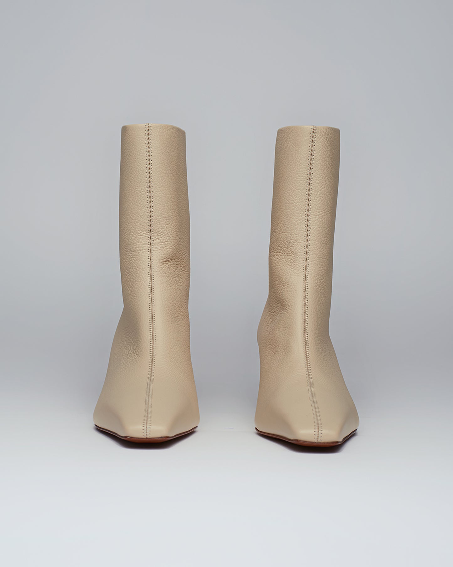 Talli - Sculpted-Heel Leather Boots - Creme