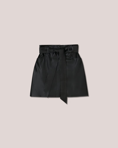 Meda - Alt-Leather Mini Skirt - Black