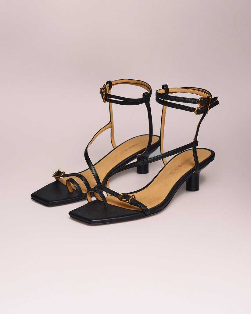 Jewel - Vegan Leather Sandals - Black – Nanushka
