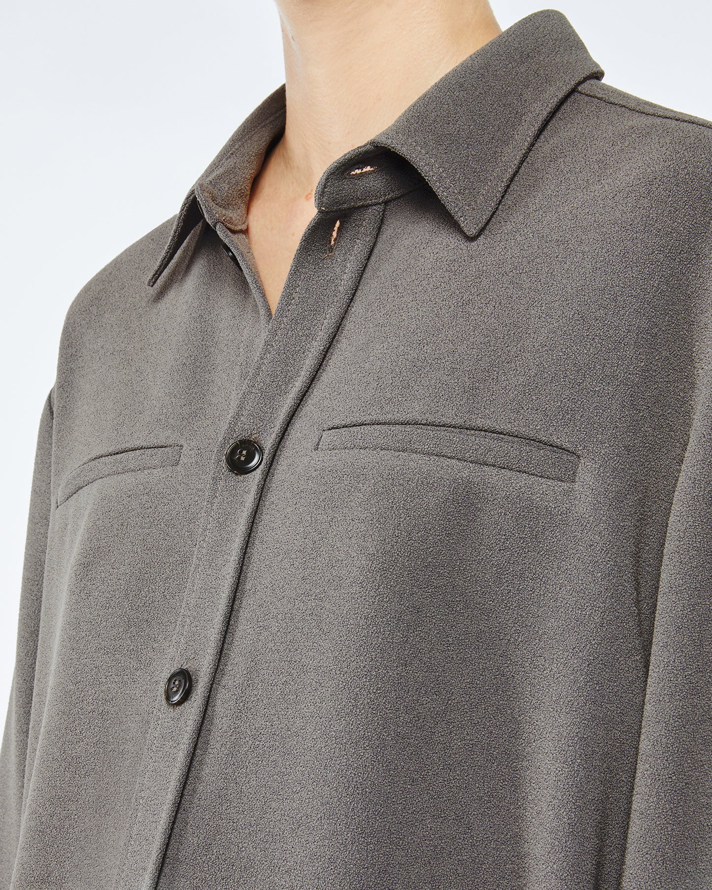 Sabrin - Oversized Boucle Crepe Shirt - Dark Grey Hld23