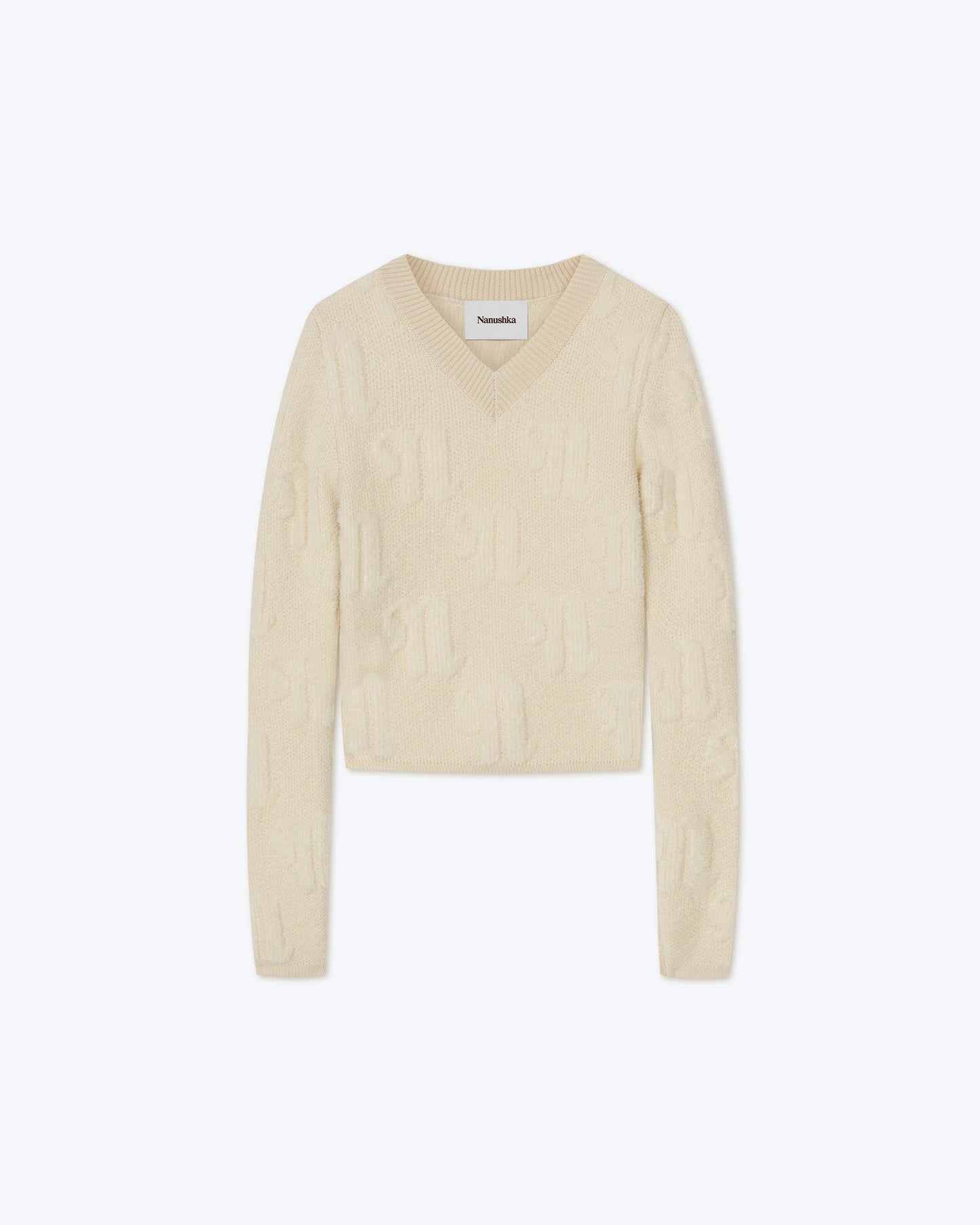 Dian - Monogram V-Neck Sweater - Vanilla
