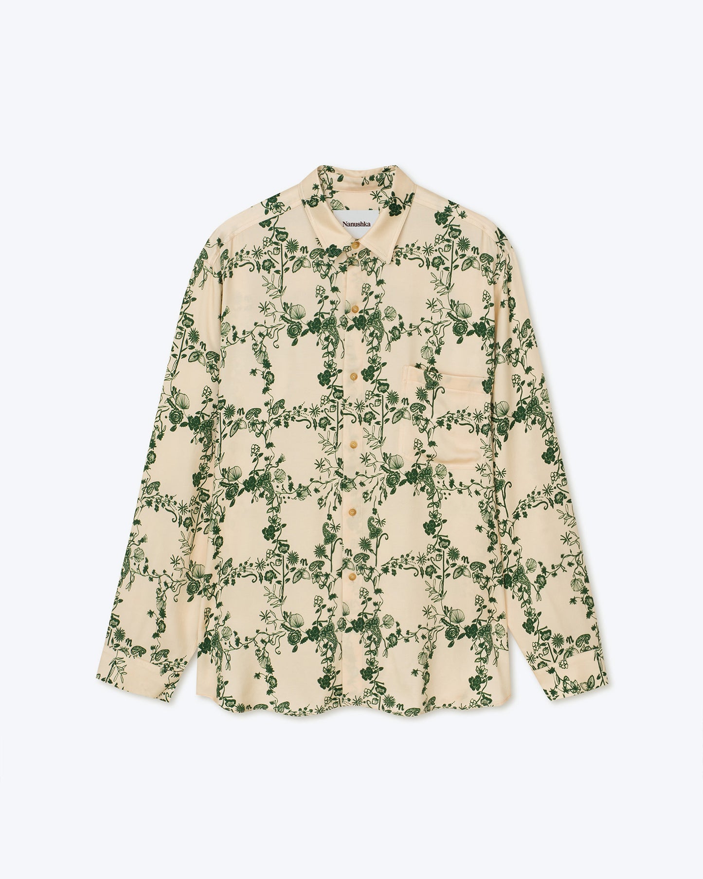 Jari - Ecovero™ Long-Sleeve Shirt - Floral Frame Green