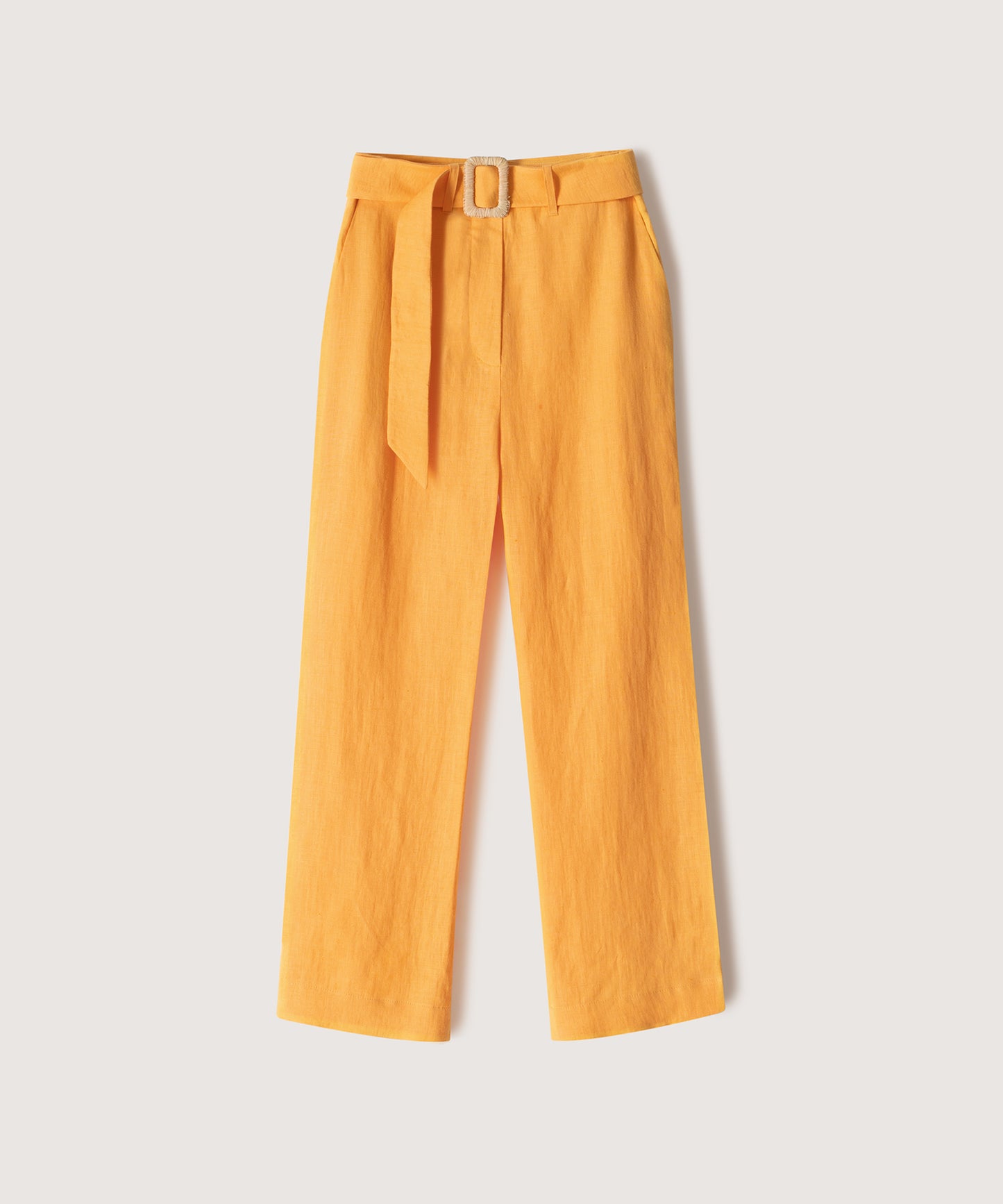 Aerin - Belted Linen Trousers - Orange