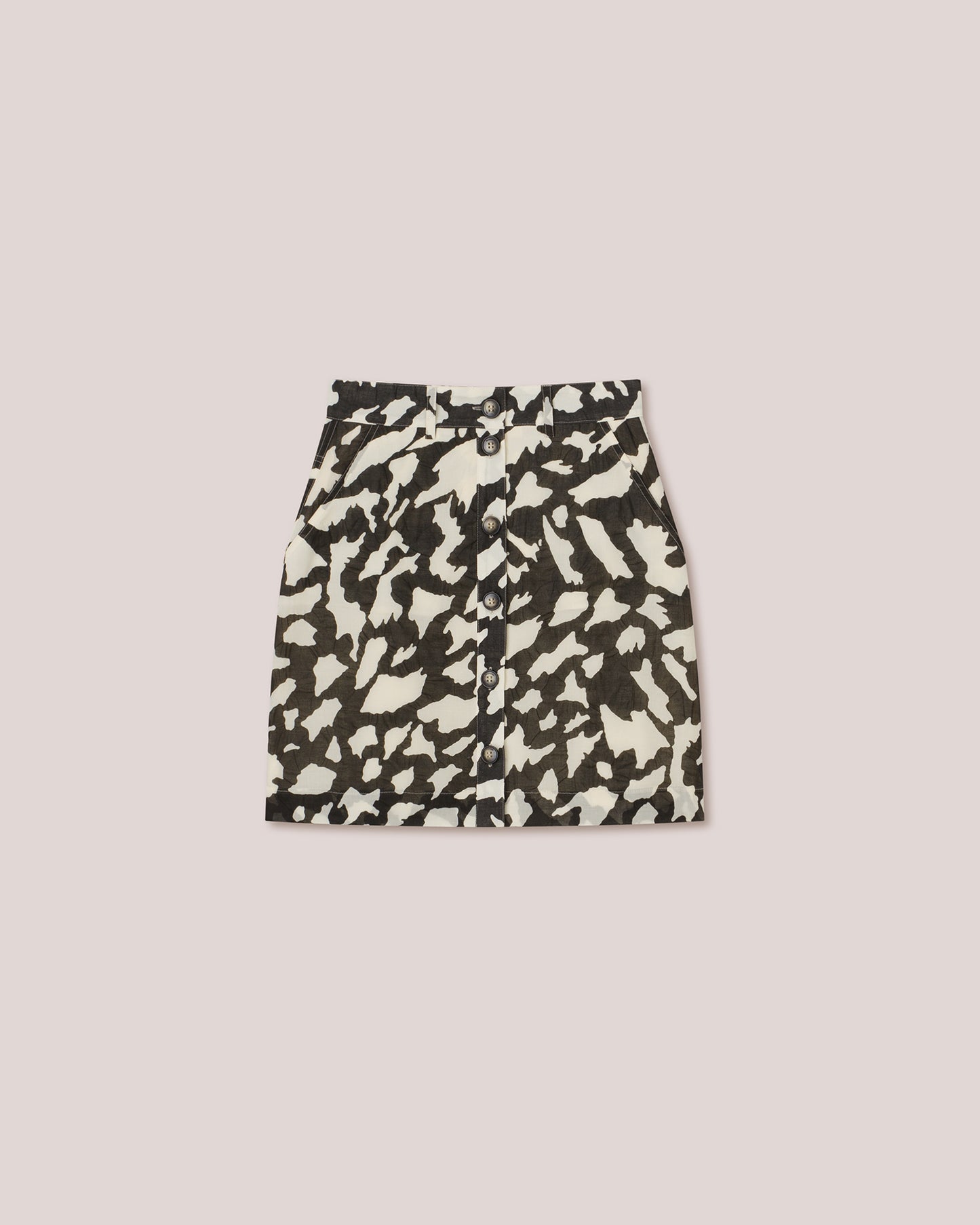 Lycka - Button Down A-Line Mini Skirt - Animal