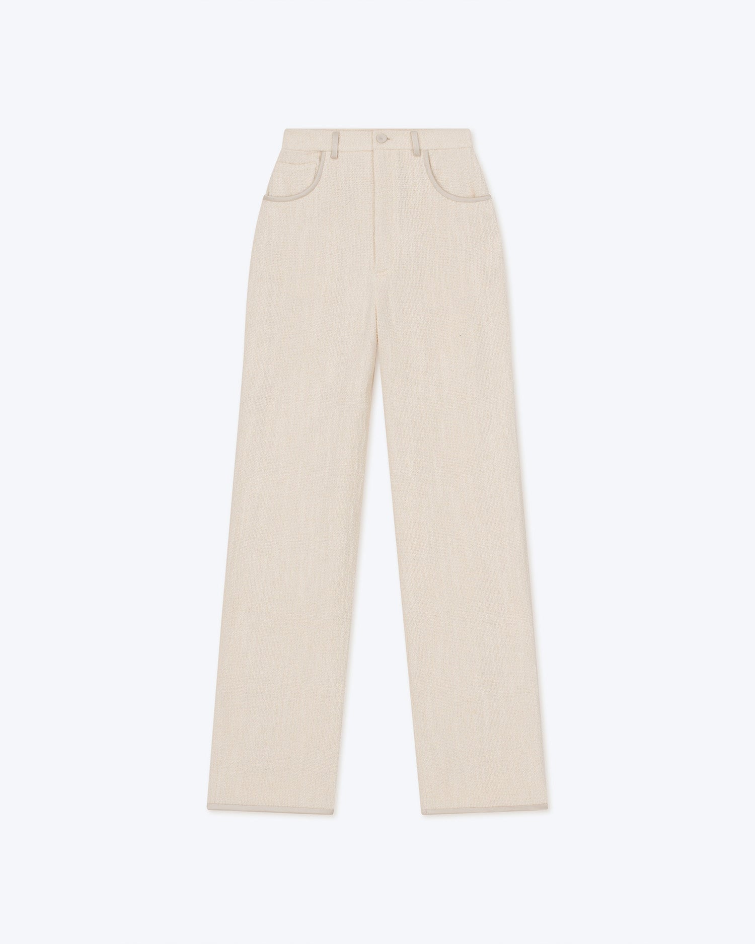 Alyna - Textured Bouclé Tweed Pants - Creme – Nanushka