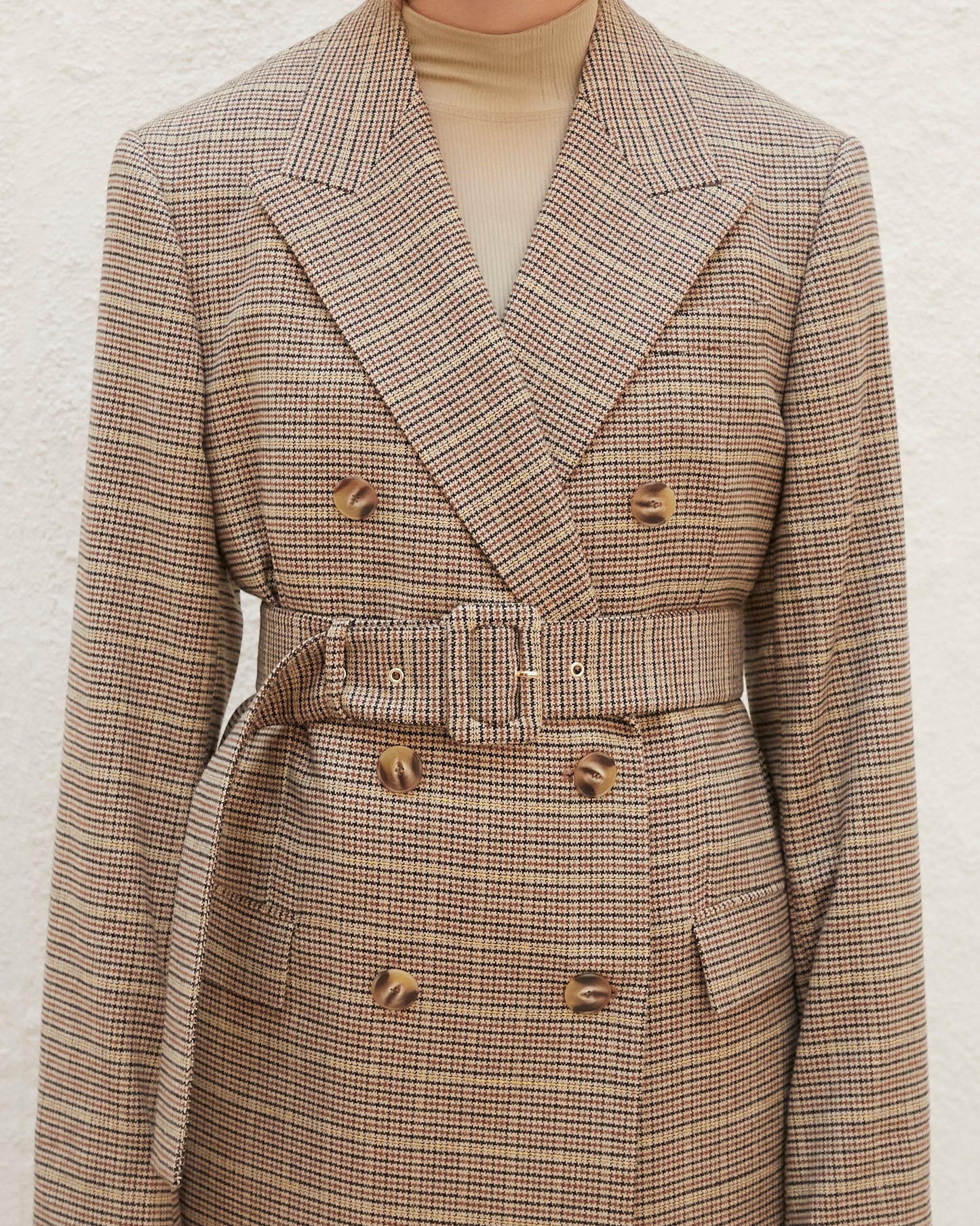 Greta - Elongated Blazer Coat - Check