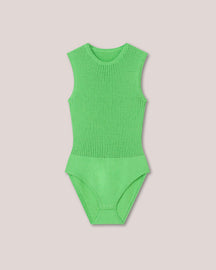 Mare - Textured Cotton-Crochet Body - Bright Green
