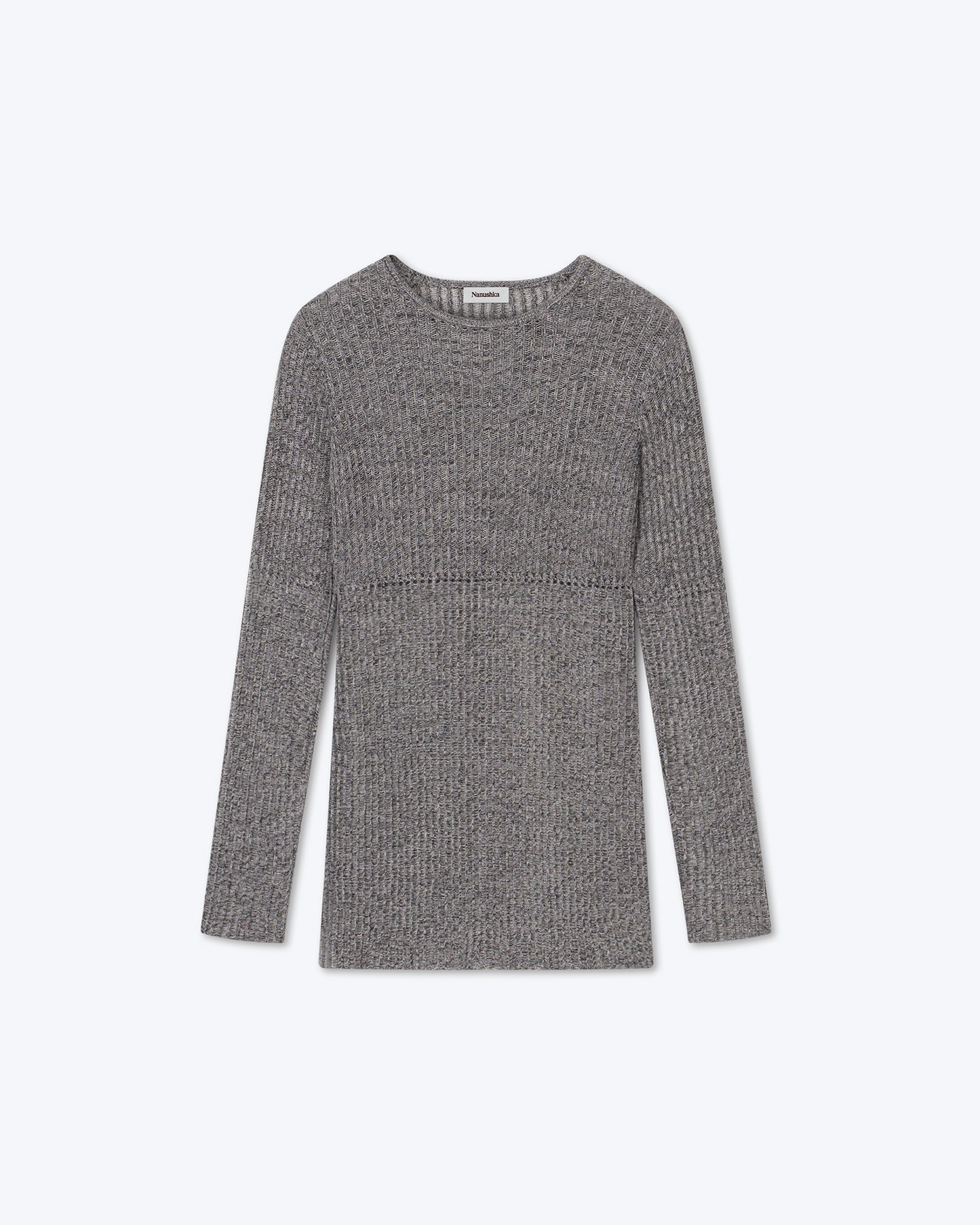 Cemile - Ribbed-Knit Sweater - Mottled Black