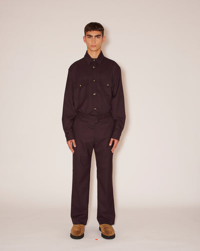 Adden - Archive Twill Cropped Flared Pants - Aubergine
