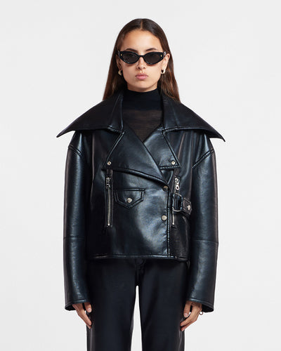 Ado - Regenerated Leather Jacket - Black