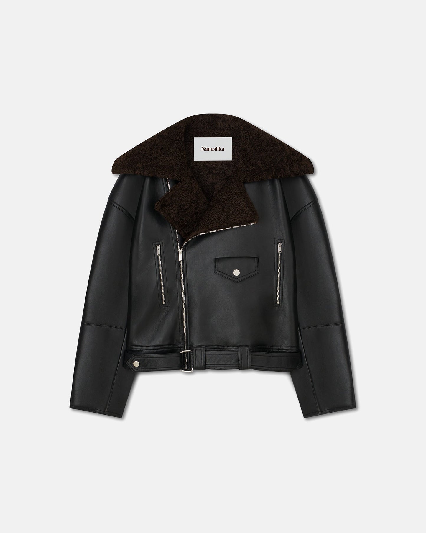 Berti - Regenerated Leather Jacket - Black Brown