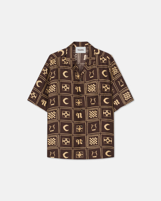 Bodil - Printed Silk-Twill Shirt - Brown