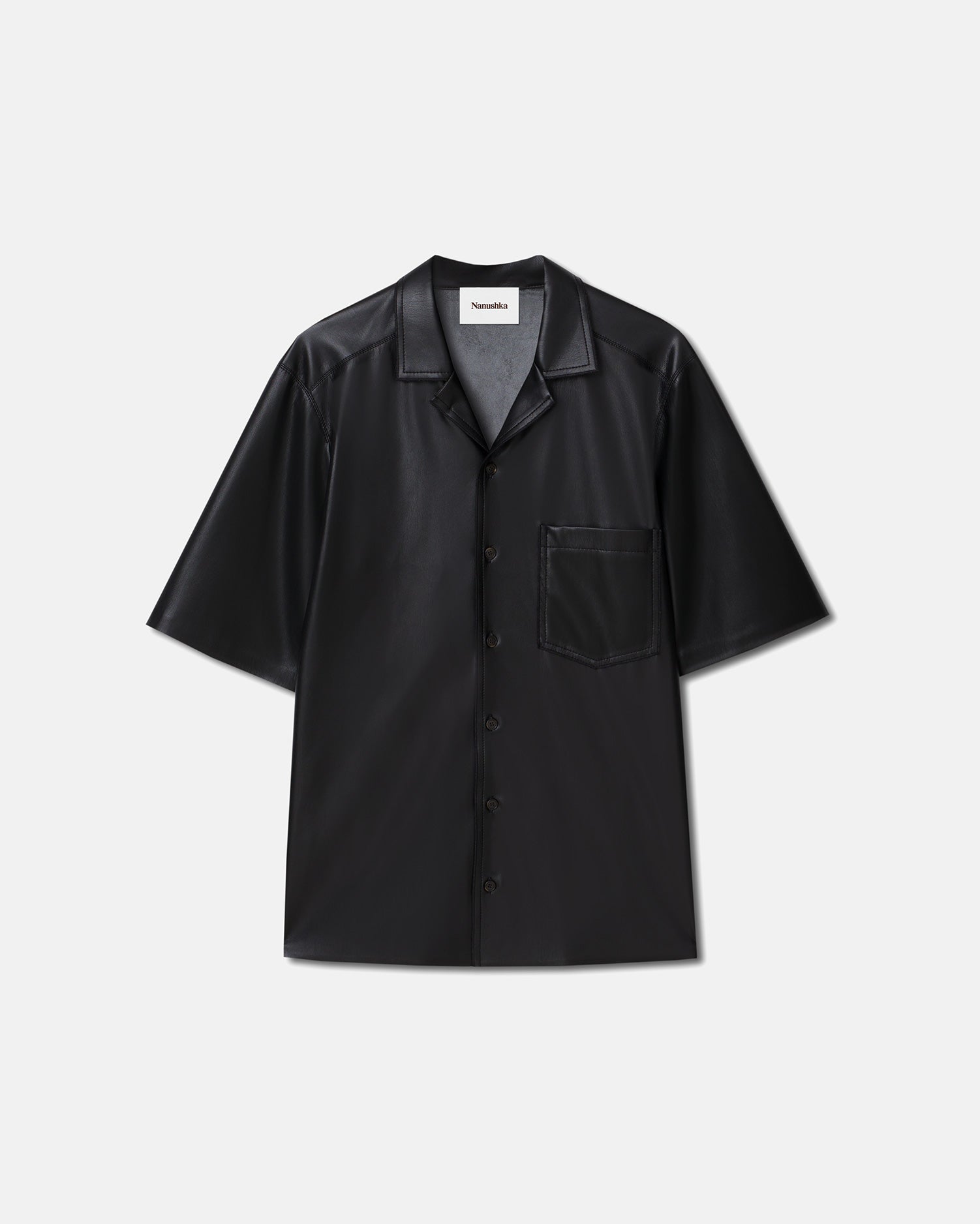 Bodil - Okobor™ Alt-Leather Shirt - Black – Nanushka