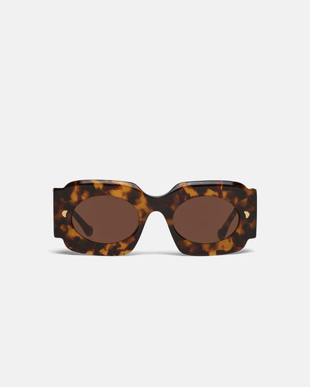 Cathi - Bio-Plastic Square-Frame Sunglasses - Dark Amber