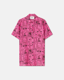 Christine - Printed Silk-Twill Shirt - Hand Drawn Ornamental Pink