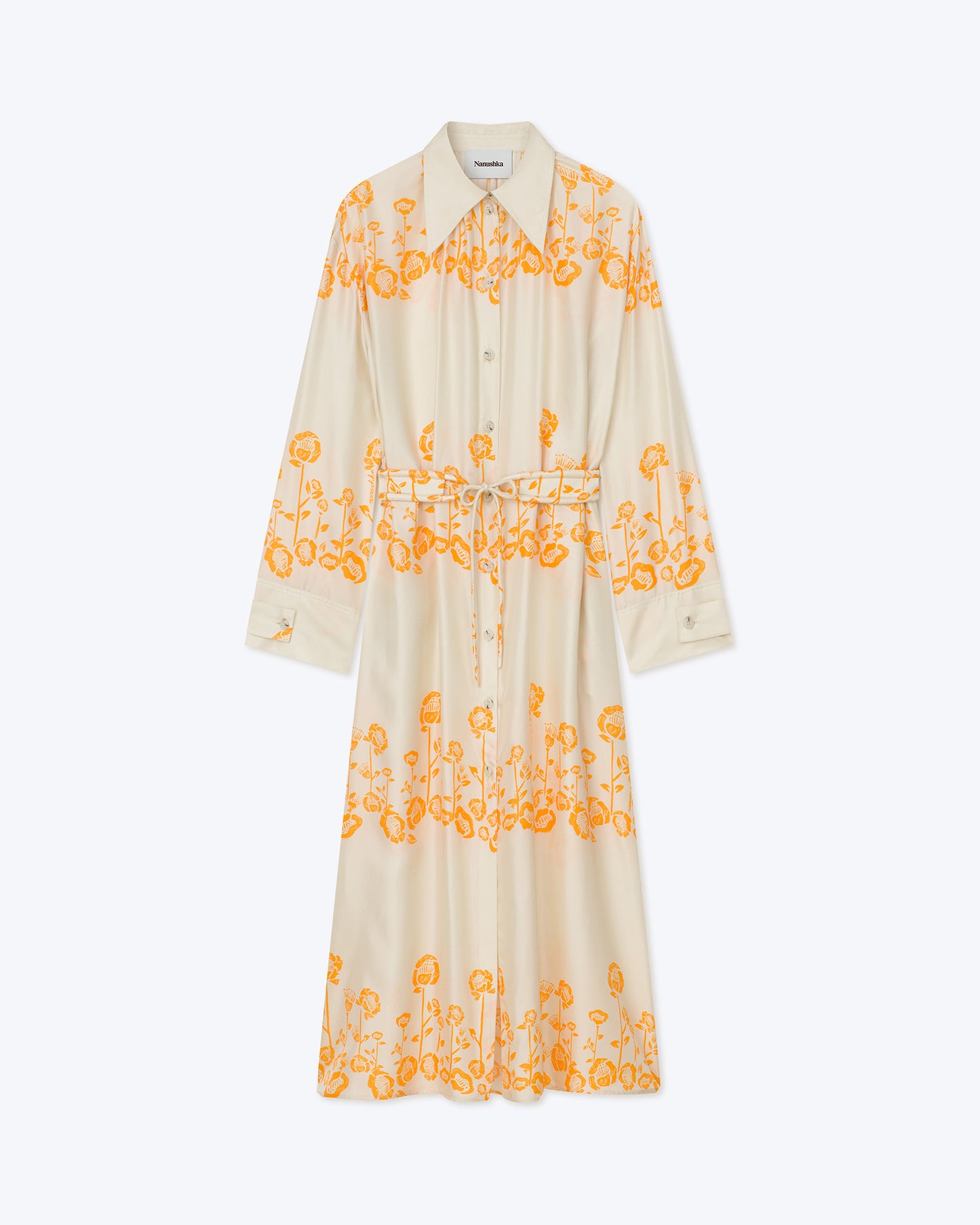 Eluna - Printed Twill Silk Shirt Dress - Blockwood Floral