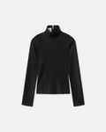 Eva - Slip Satin Turtleneck Top - Black