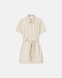 Halli - Okobor™ Alt-Leather Shirt Dress - Creme