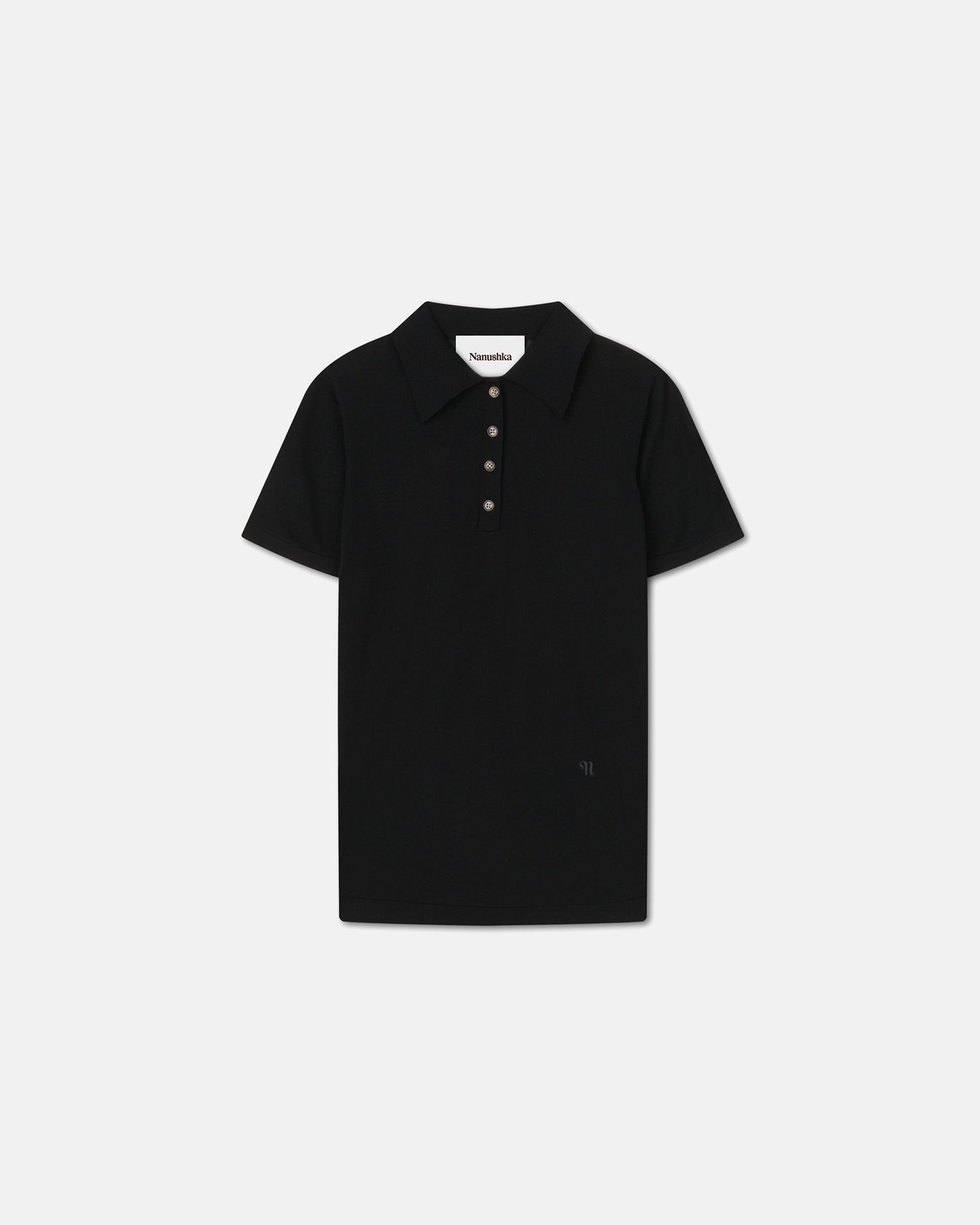 Hatti - Superfine Merino Polo Shirt - Black – Nanushka