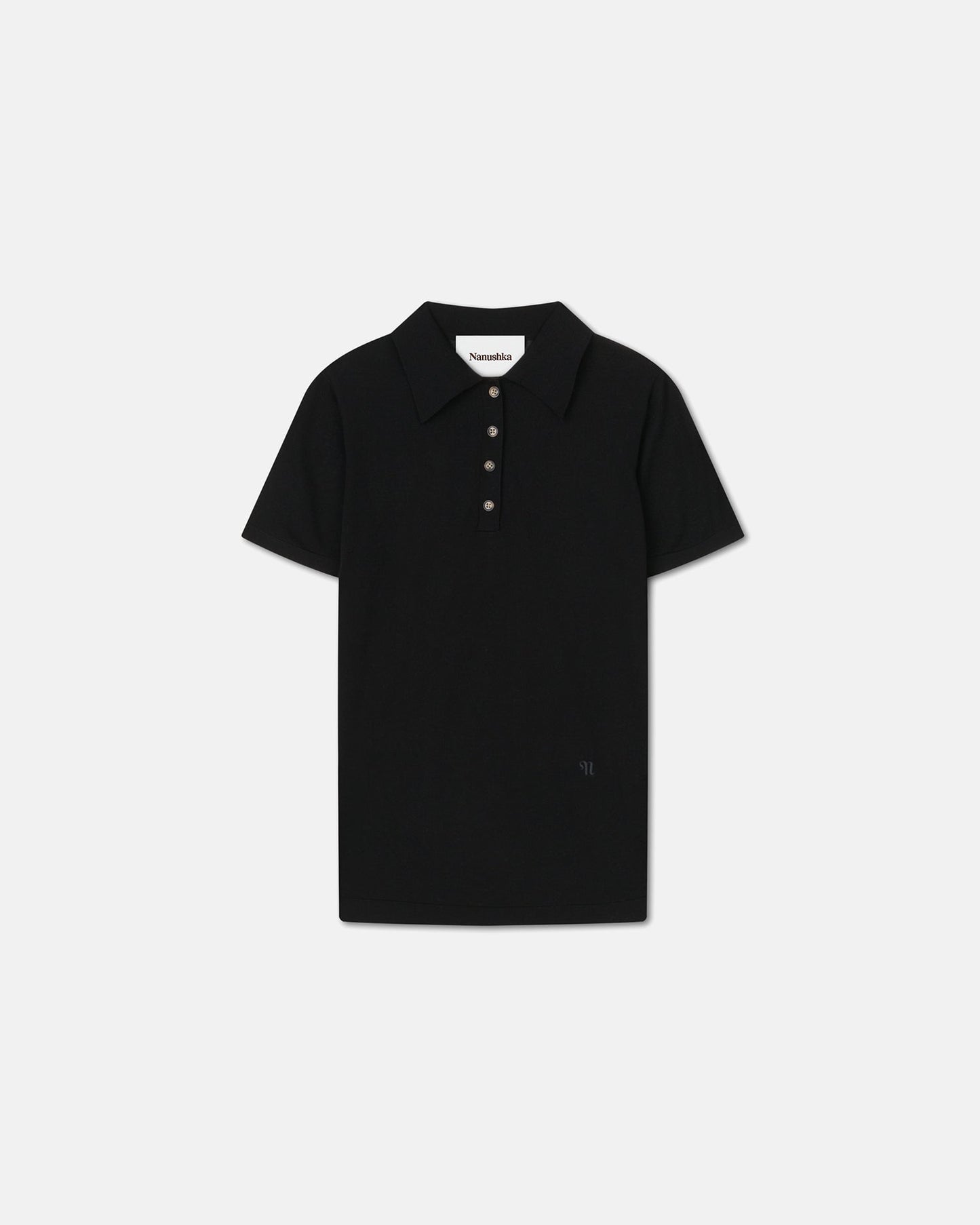 Hatti - Superfine Merino Polo Shirt - Black