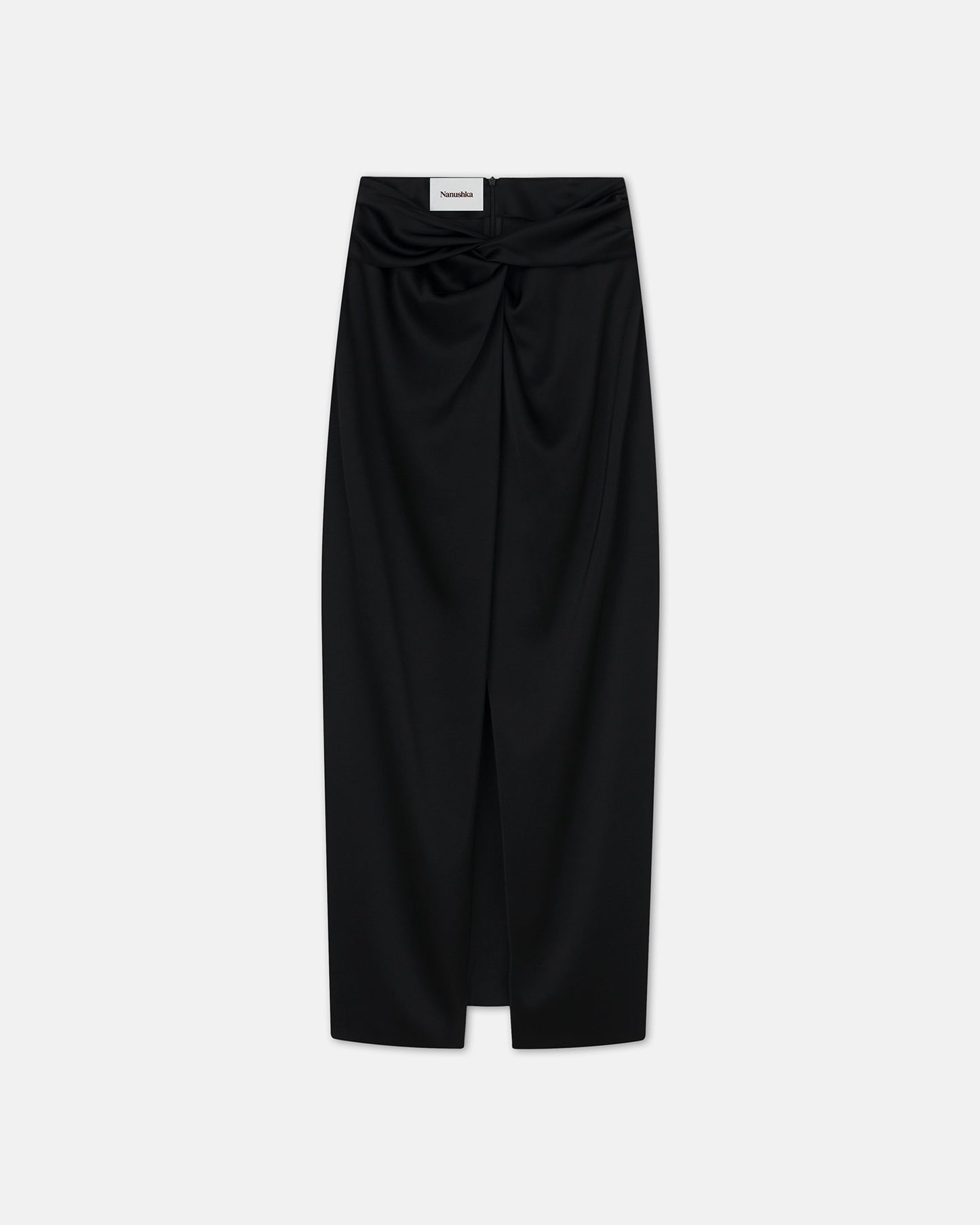 Heida - Slip Satin Wrap Skirt - Black