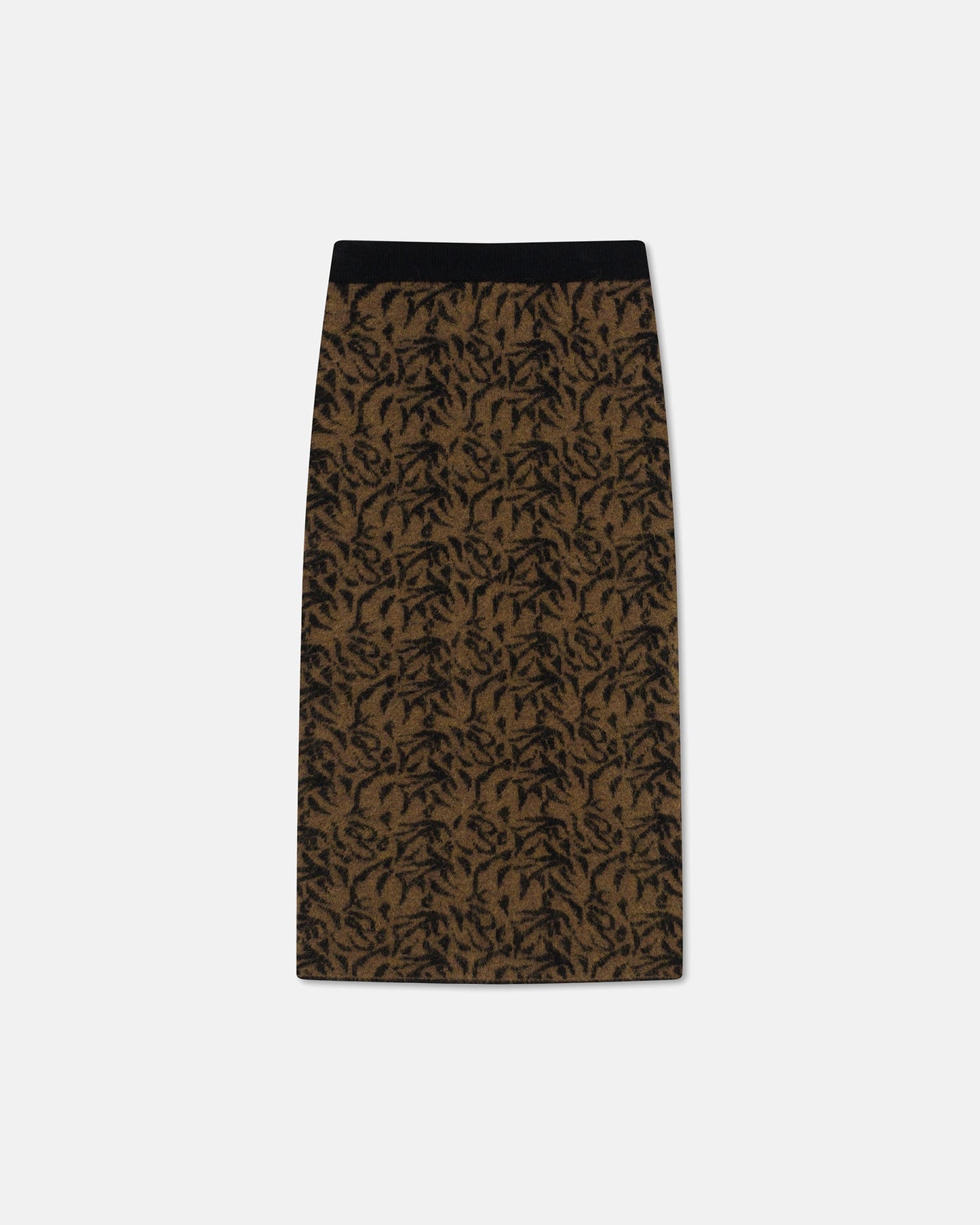 Jorna - Jacquard Pattern Skirt - Black Brown Alpaca