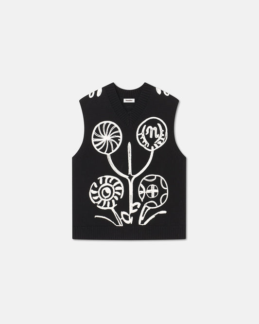 Josias - Embroidered Cotton Vest - Black