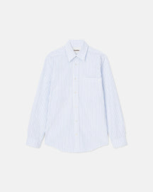 Kaleb - Striped Cotton Shirt - White Blue