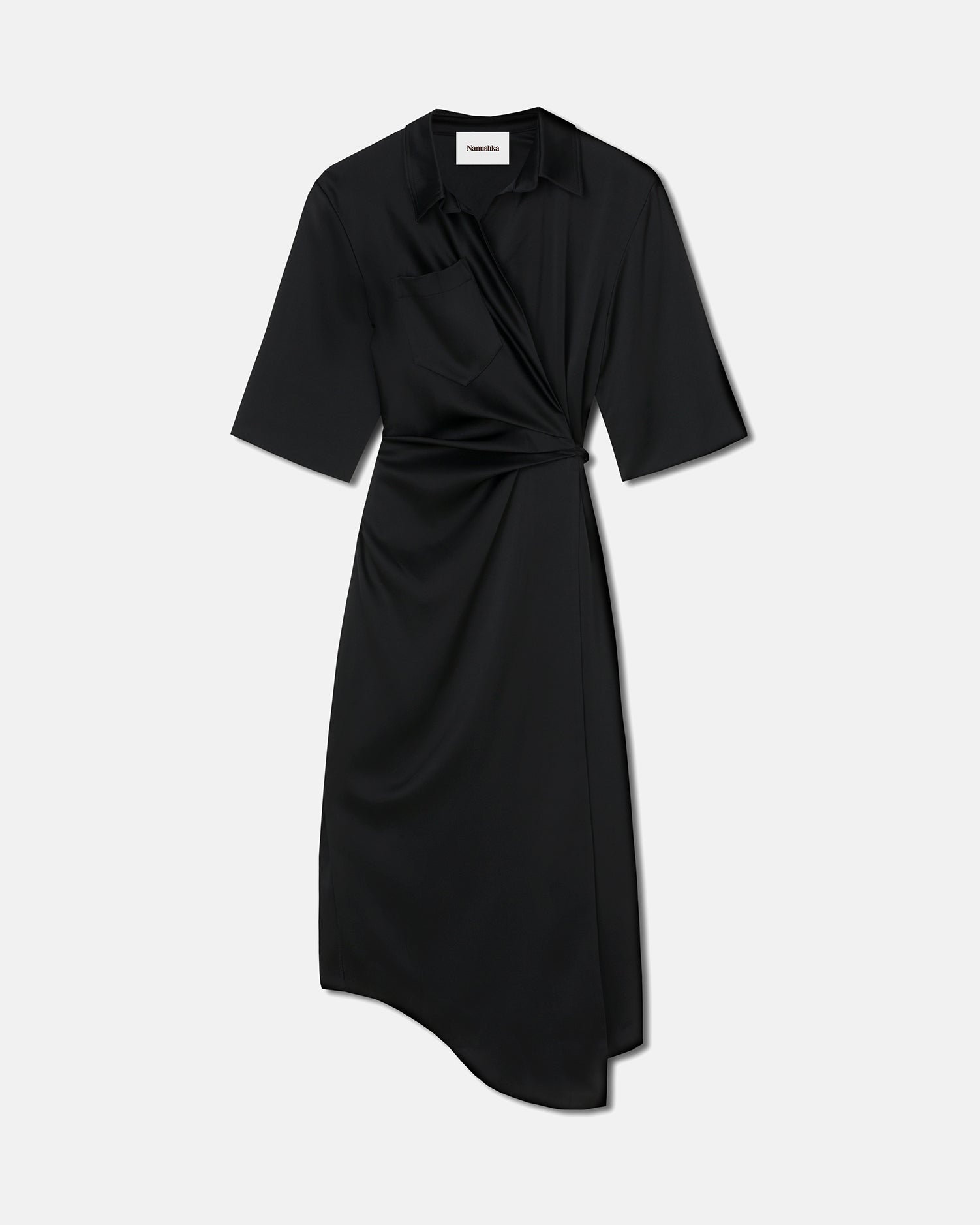 Draped front shirt dress Black Nanushka Draped front shirt dress Black Nanushka