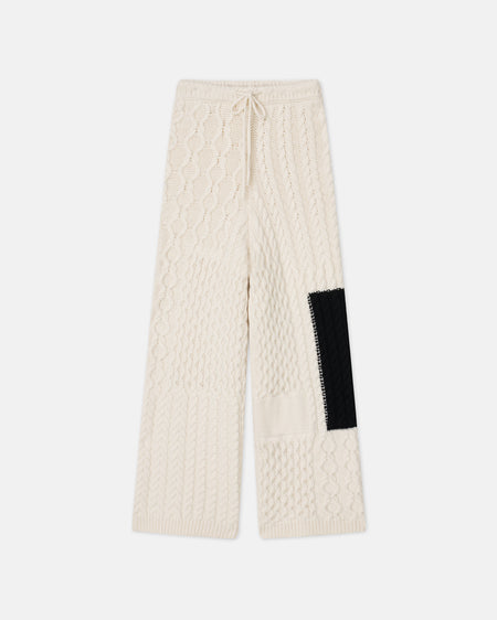 Leandra - Cable-Knit Pants - Cream Black