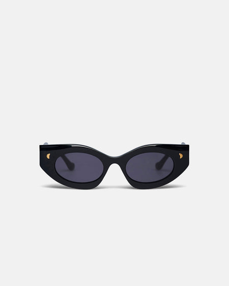 Leonie - Bio-Plastic Oval Sunglasses - Black
