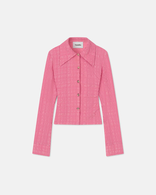 Lotte - Checked Seersucker Shirt - Pink Seersucker