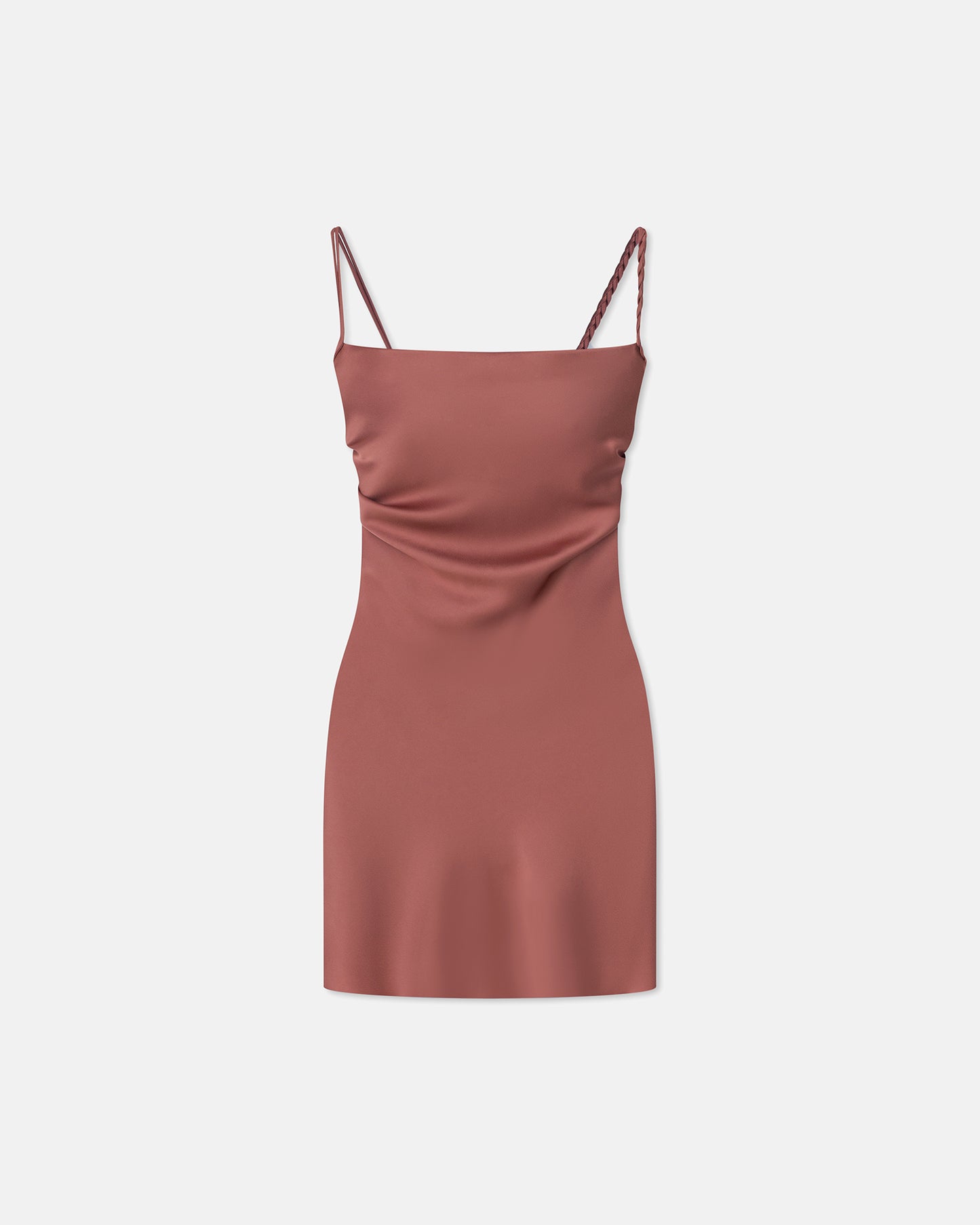 Merva - Slip Satin Mini Dress - Brown Terra