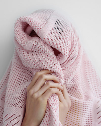 Parake - Paper Crochet Polo Neck Dress - Symbol Pink