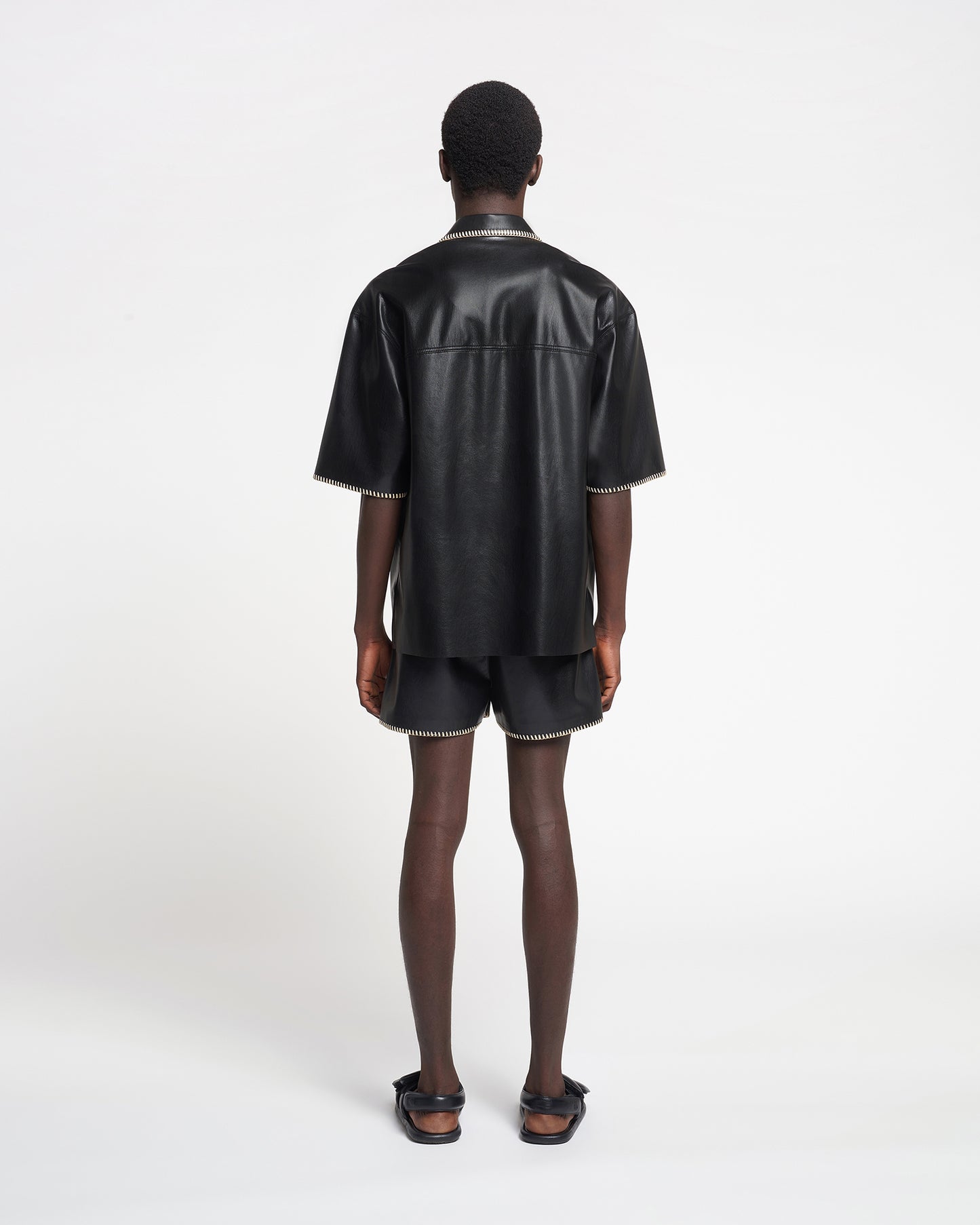 Mance - Raffia-Trimmed Okobor™ Alt-Leather Jacket - Black