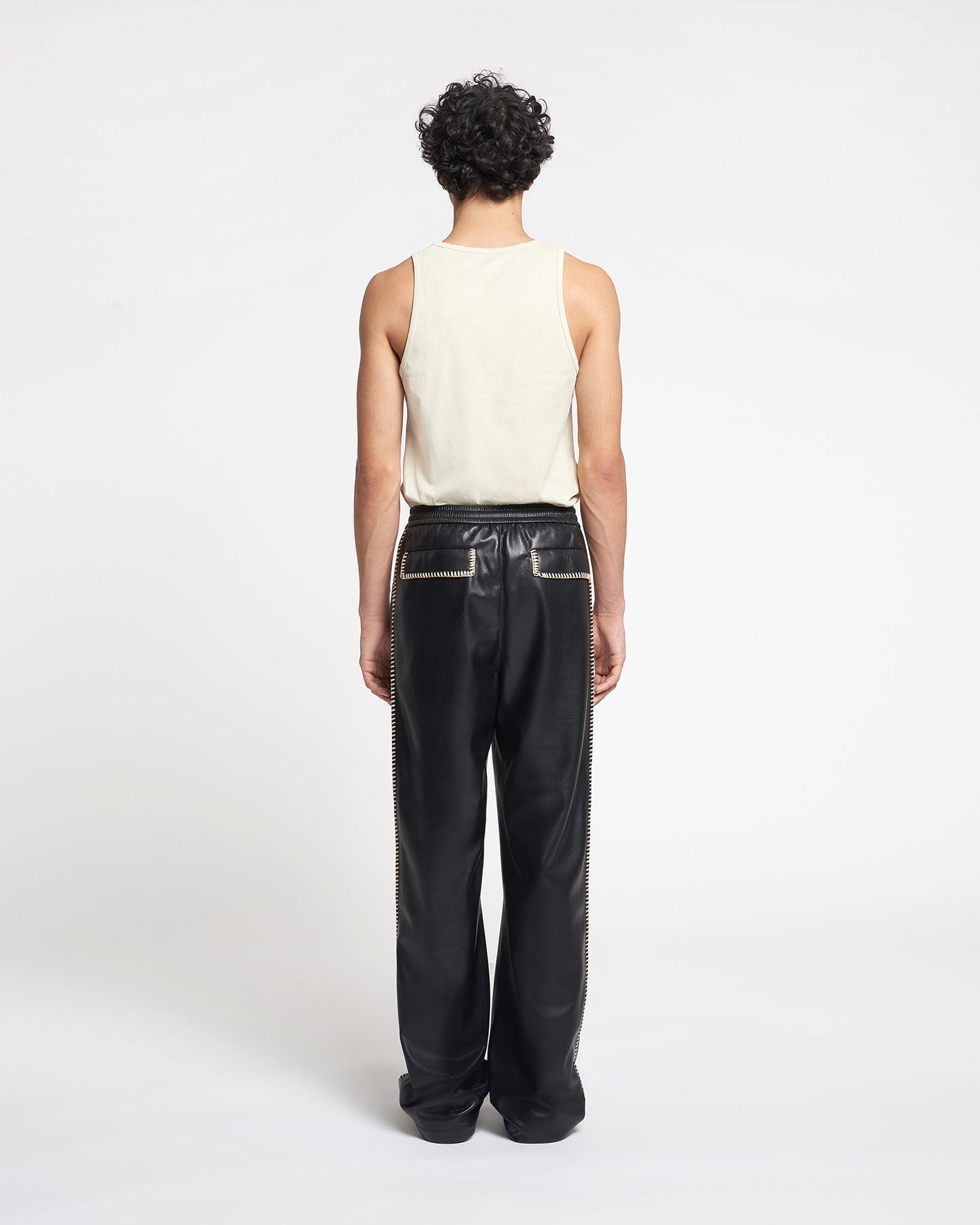 Ceron - Raffia-Trimmed Okobor™ Alt-Leather Pants - Black