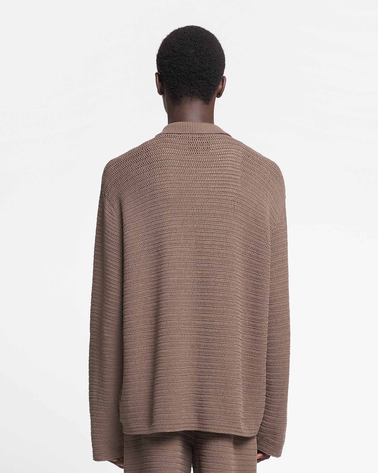 Nicolas - Linear Crochet Shirt - Fossil Brown