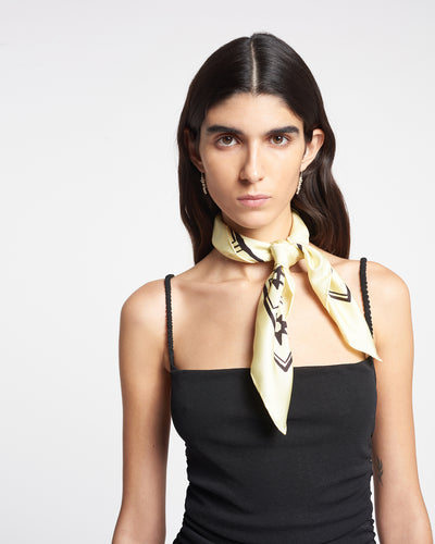 Shoul - Printed Silk Scarf - Moonbeam-Brown Kopjafa