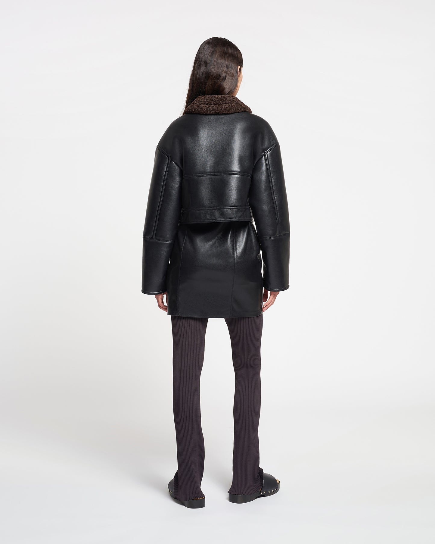 Karla - Regenerated Leather Jacket - Black Brown
