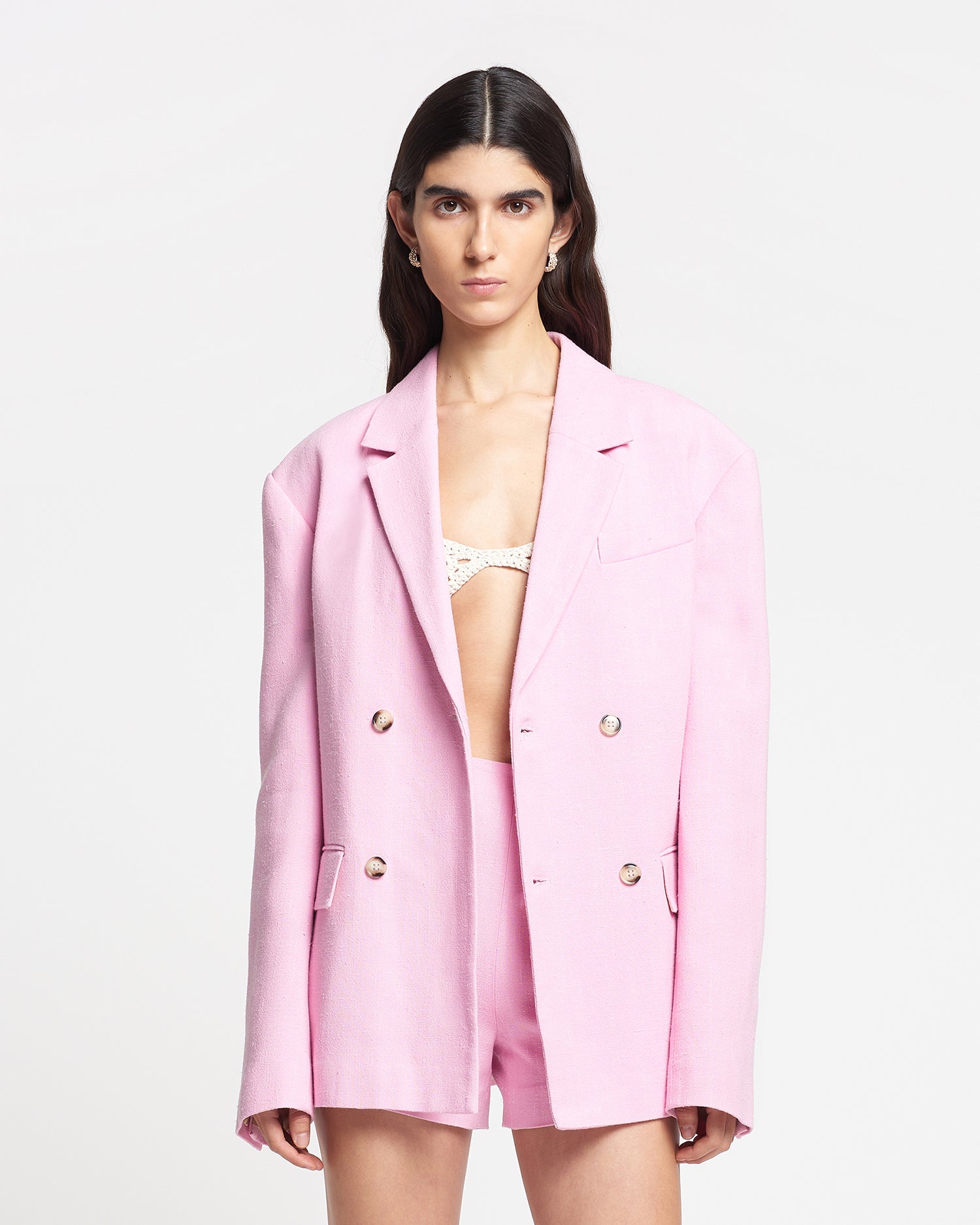 Tweed Stella Mccartney Pink Blazer Luxton Silk Viscose Tweed