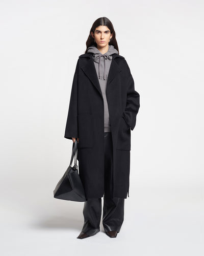 Alamo - Wool Silk Blend Robe Coat - Black