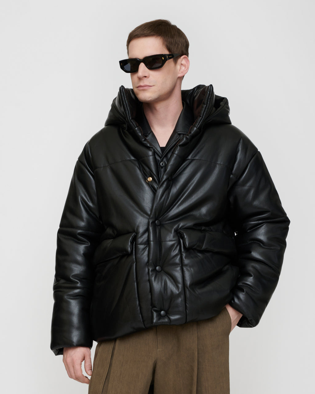 Hide Mens - Okobor™ Alt-Leather Hooded Puffer - Black