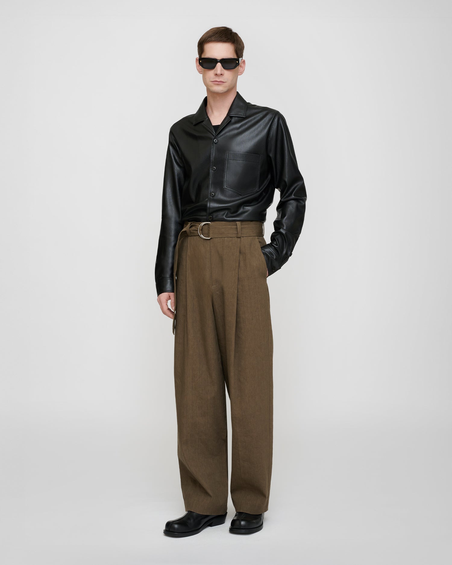 Duco - Okobor™ Alt-Leather Long Sleeve Shirt - Black – Nanushka