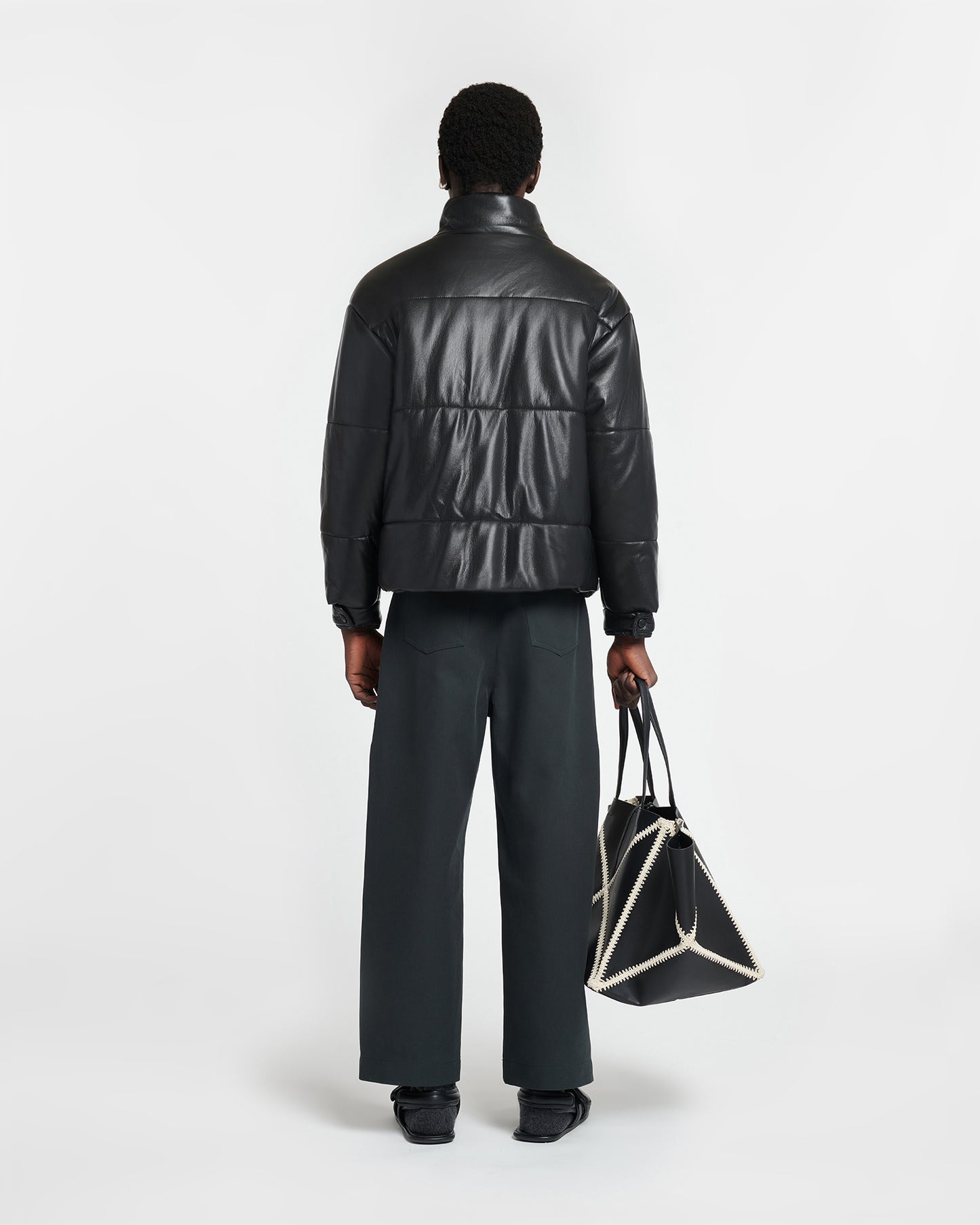Marron - Okobor™ Alt-Leather Puffer Jacket - Black