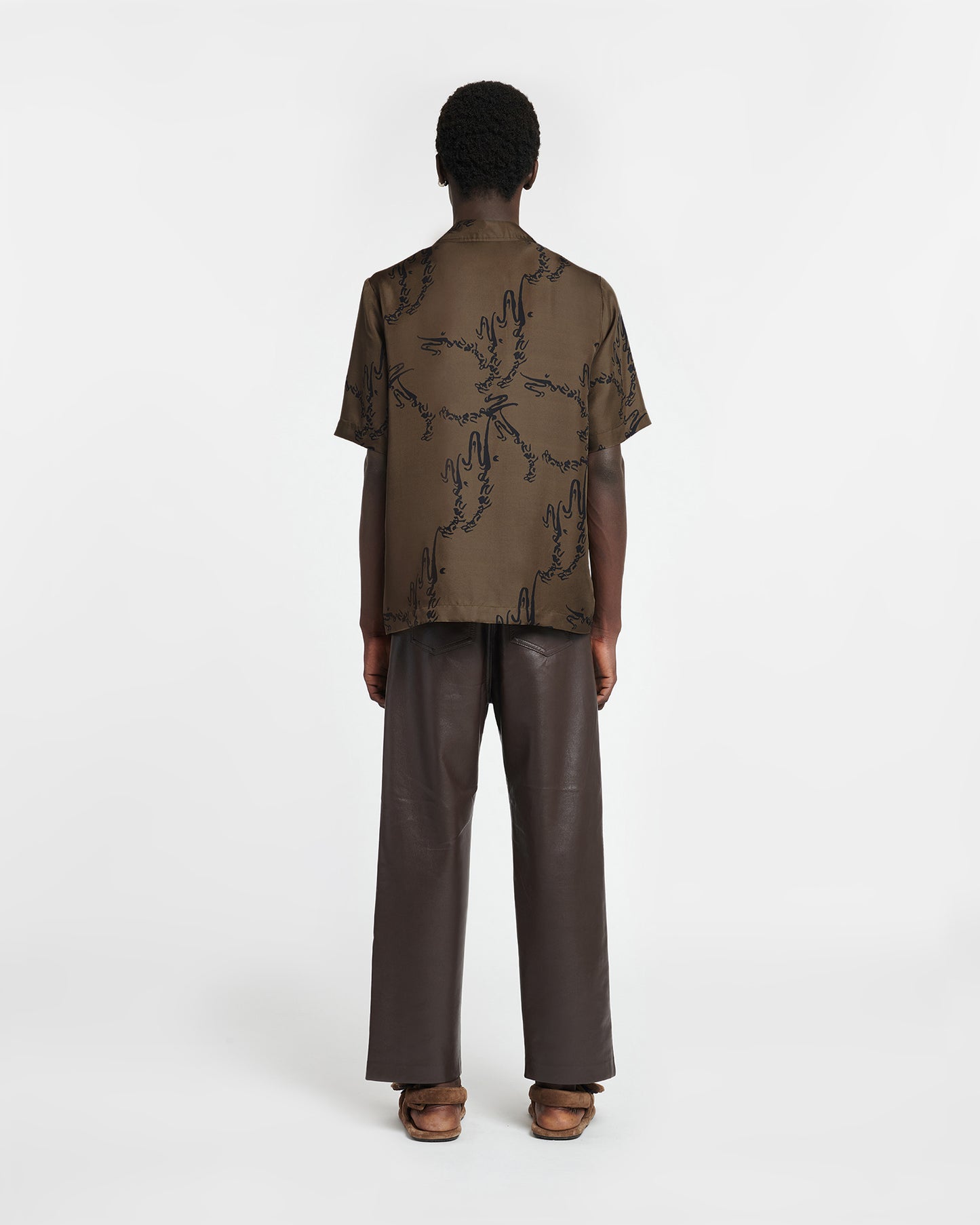 Bodil - Printed Silk-Twill Shirt - Khaki – Nanushka