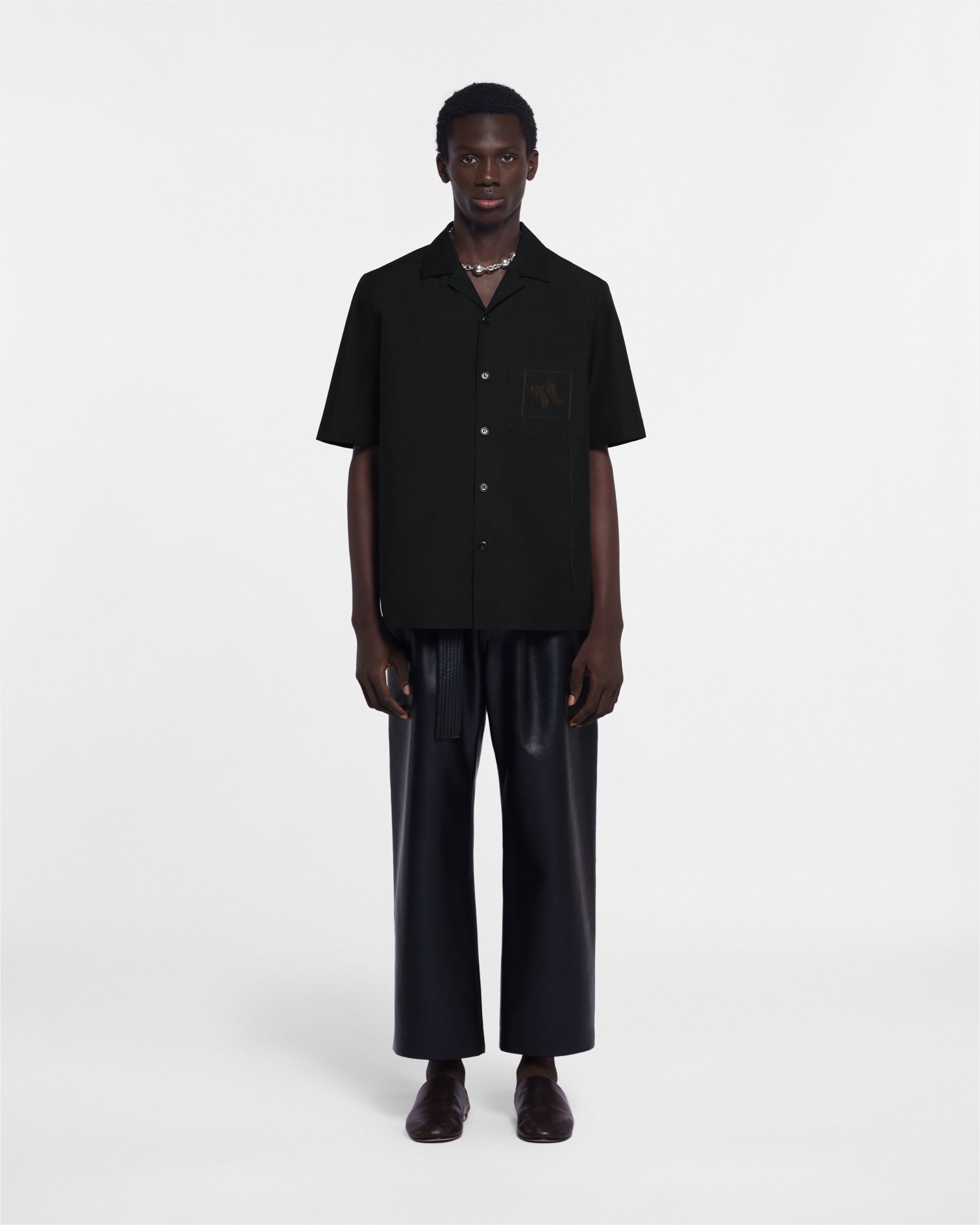 Bodil - Short-Sleeve Shirt - Off Black – Nanushka