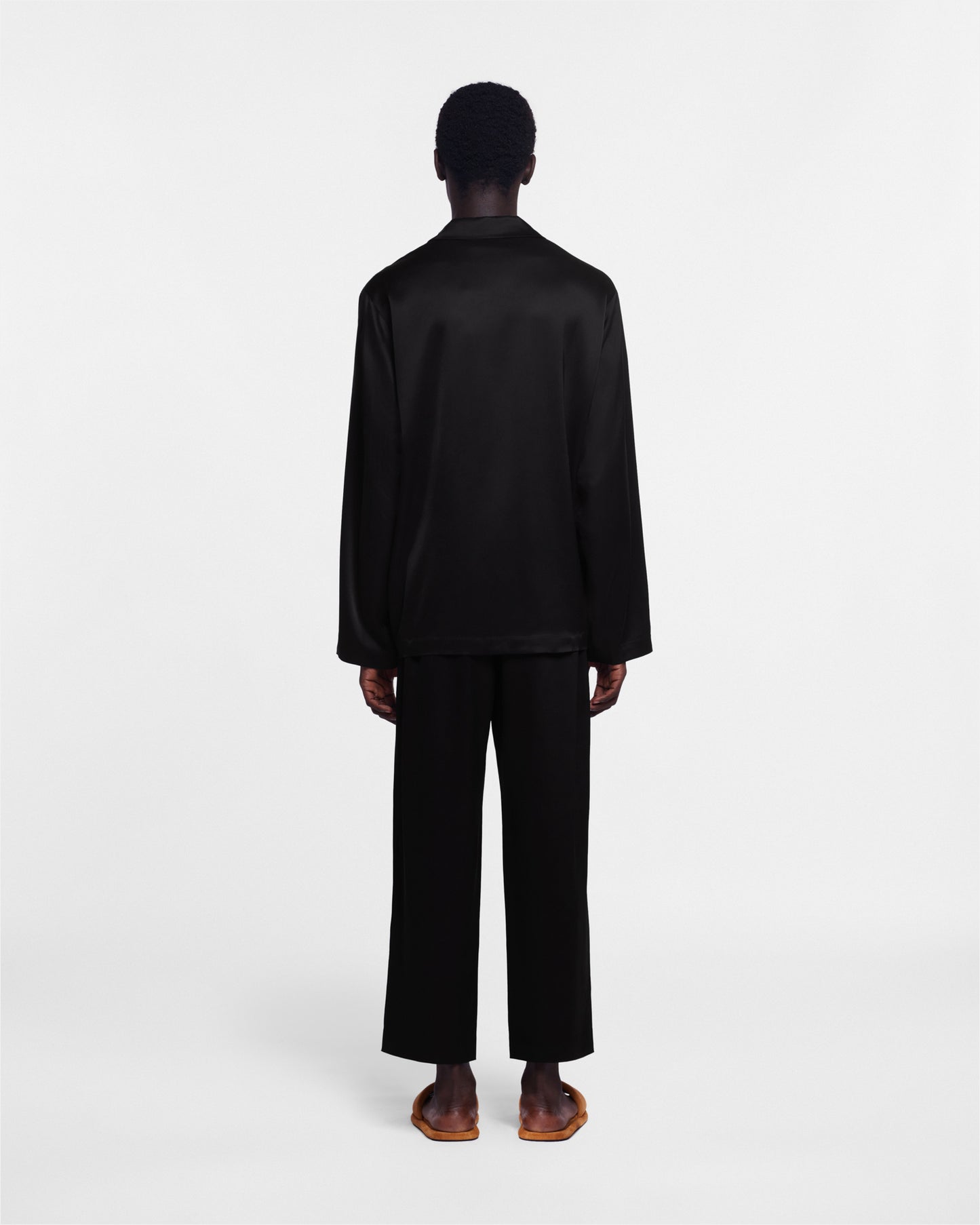 Jelmer - Long-Sleeve Slip-Satin Shirt - Black – Nanushka